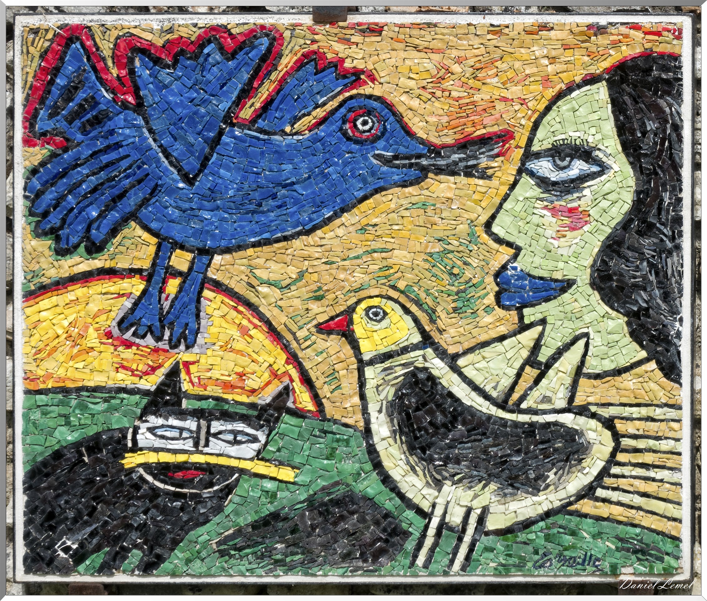 Mosaïque  "Le chat à l’affût" - Corneille - 1991